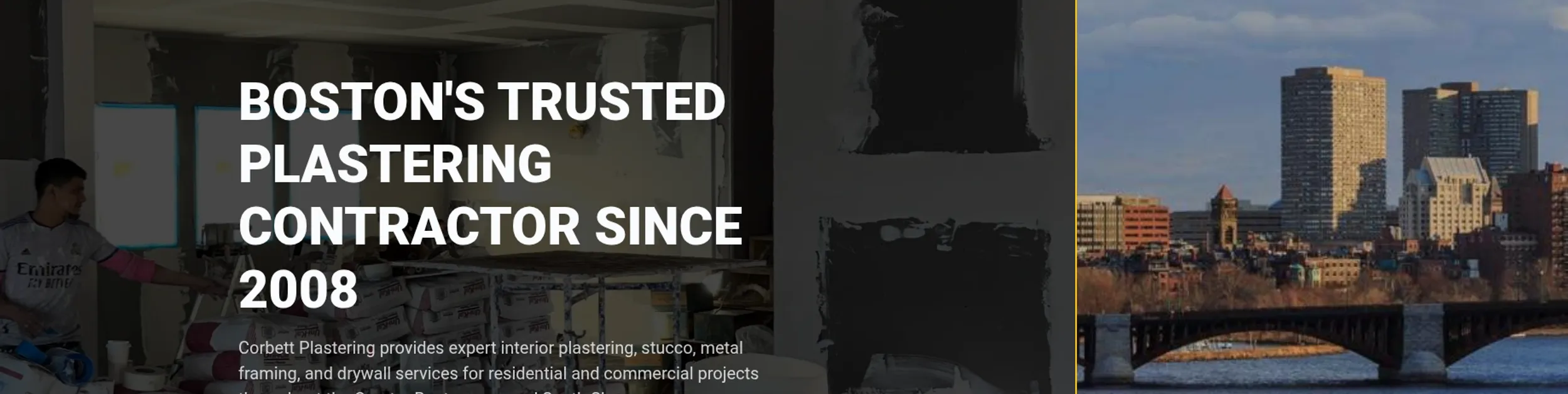 Corbett Plastering website homepage screenshot
