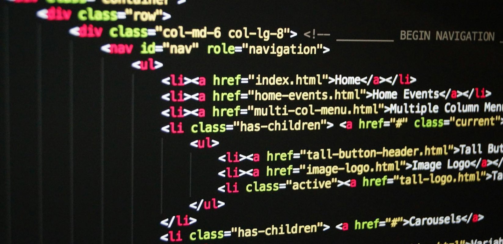 custom website code on a computer screen