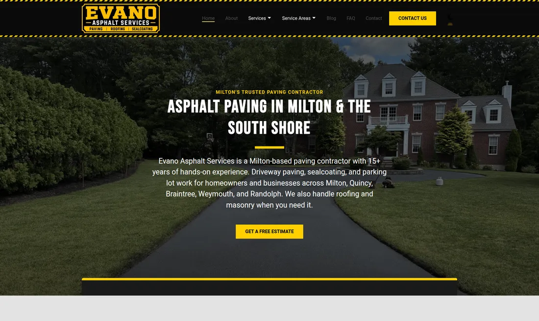 Evano Asphalt Services website screenshot