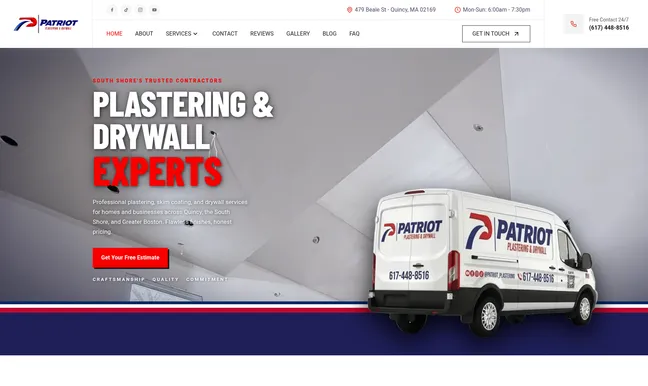 Patriot Plastering website screenshot