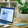 small business website displayed on a laptop in a workspace