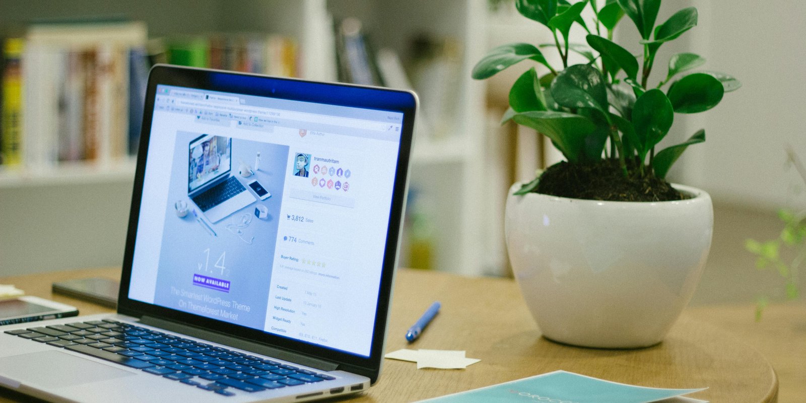 small business website displayed on a laptop in a workspace