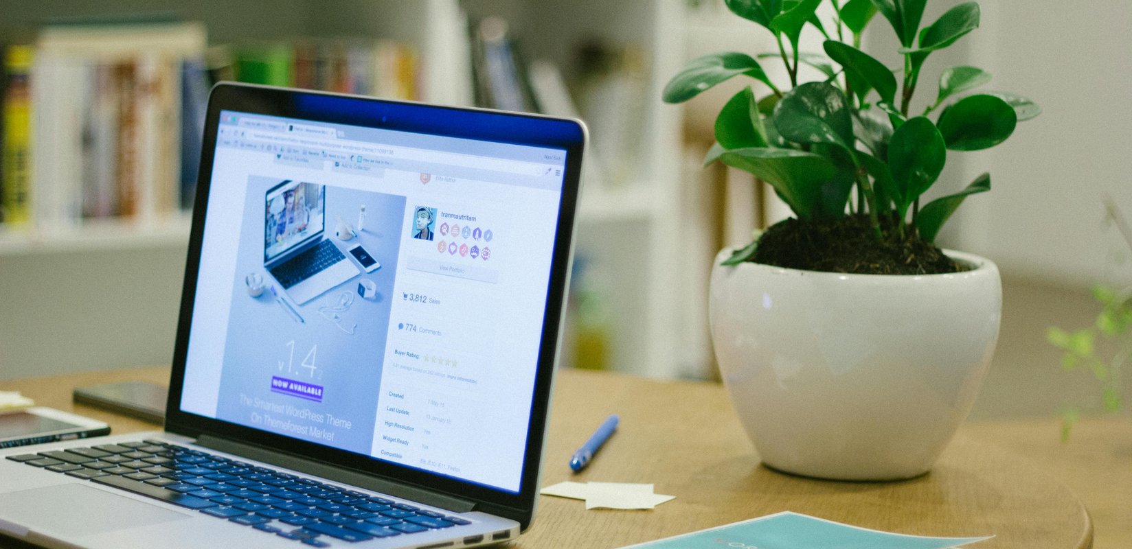 small business website displayed on a laptop in a workspace